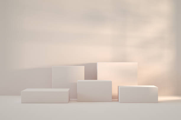 Empty podium product  showcase, platform, stand with sunlight and shadow