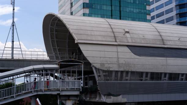 istock Light rail train (LRT) station in Jakarta 1363055801