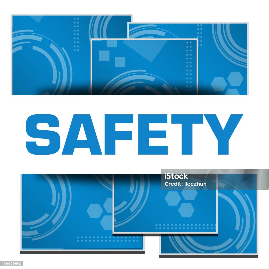 Safety Text Design Safety Blue Technology Texture Blocks Square Text Stock Illustration ...