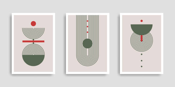 istock Set of abstract contemporary posters with geometric shapes. Cover collection. Modern boho minimalist art. 1363057701