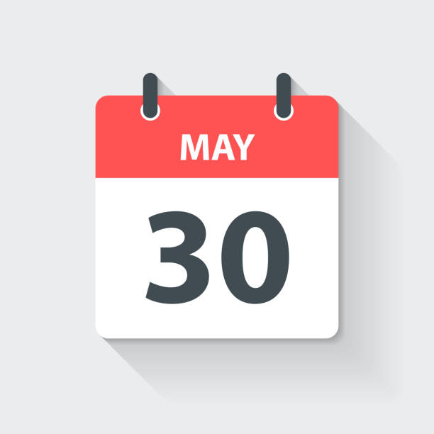 May 30 - Daily Calendar Icon in flat design style May 30. Calendar Icon with long shadow in a Flat Design style. Daily calendar isolated on a blank background. Vector Illustration (EPS10, well layered and grouped). Easy to edit, manipulate, resize or colorize. Vector and Jpeg file in different sizes. 2024 30 stock illustrations