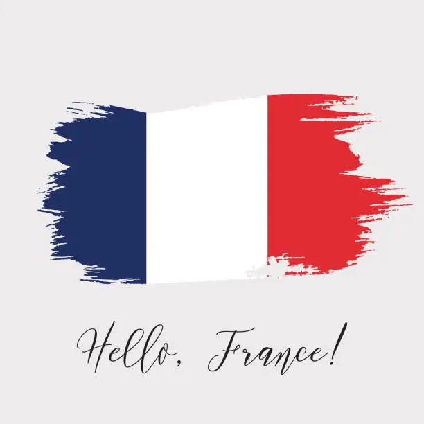 Vector illustration of France vector watercolor national country flag icon.