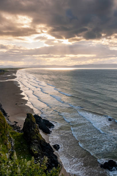 widok na plażę downhill w irlandii północnej podczas letniego zachodu słońca - coleraine zdjęcia i obrazy z banku zdjęć