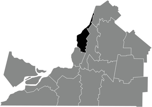 карта локатора муниципалитета маргерит-д'ювиль - monteregie county stock illustrations
