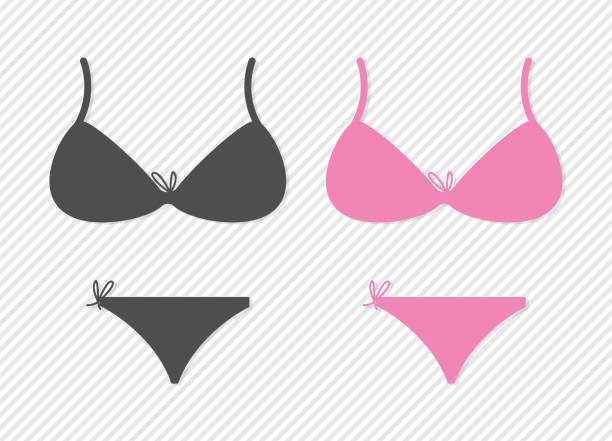 ilustrações, clipart, desenhos animados e ícones de mulher sutiã e cueca ícone ilustração vetorial. - retail shopping bra underwear