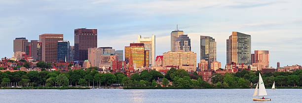 보스턴 해질녘까지 - boston skyline charles river river 뉴스 사진 이미지