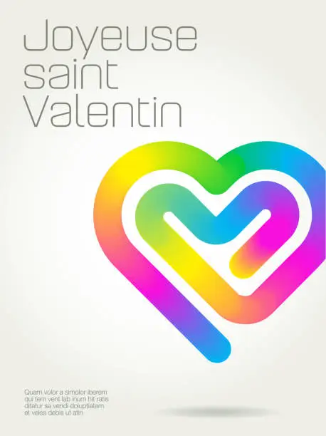 Vector illustration of Happy Valentine’s Day in French Joyeuse Saint Valentin