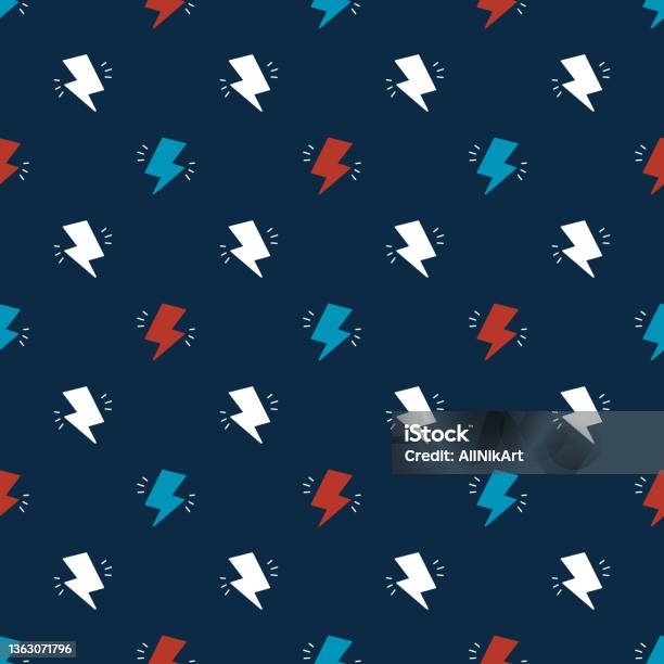 Lightning Flash Pattern Flash Lightning Bolts Seamless Pattern Colorful Background With Doodle ...