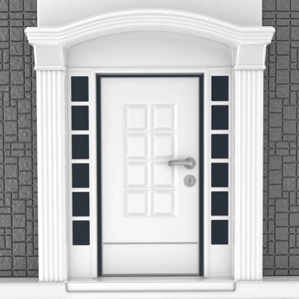 3d render. The entrance door to the tenement house.