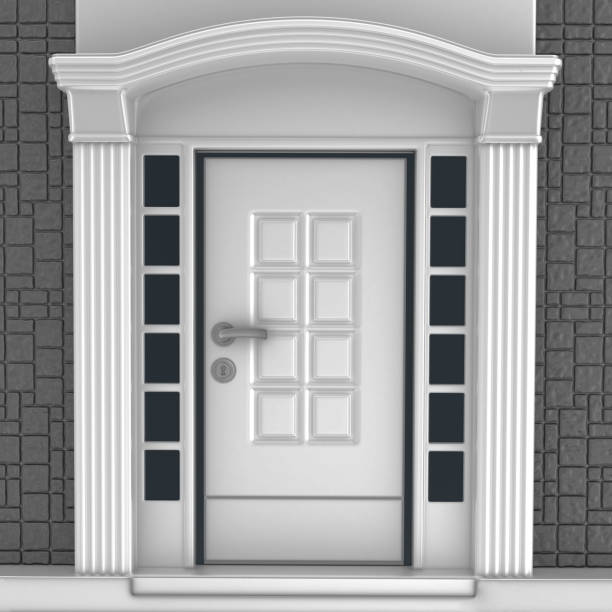 3d render. The entrance door to the tenement house.
