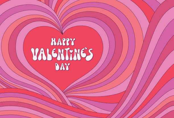 Valentine's day background Groovy striped heart frame with copy space.
Editable vectors on layers. valentines background stock illustrations