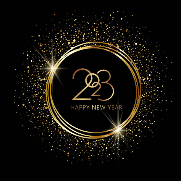 szczęśliwego nowego roku 2023 elegancki złoty tekst. minimalistyczny wektor - year to date stock illustrations