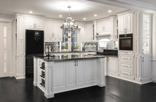 istock Beautiful,wooden kitchen with large island 1363077217