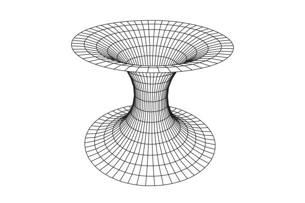 wormhole geometric grid wireframe tunnel flat style design vector illustration. - kara delik stock illustrations