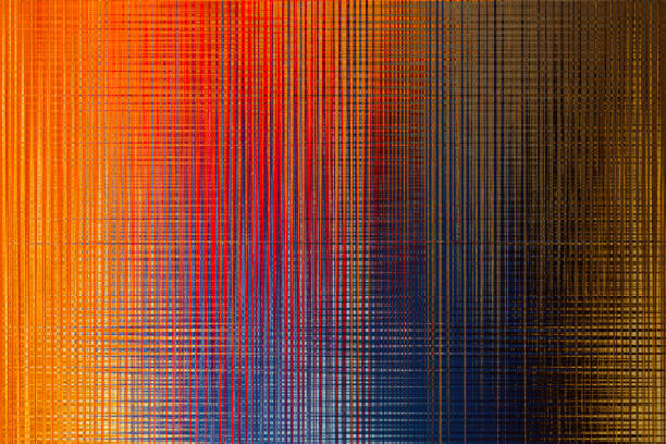 オレンジレッドブルーブラウン幾何学的な織りパターン - braided ストックフォトと画像