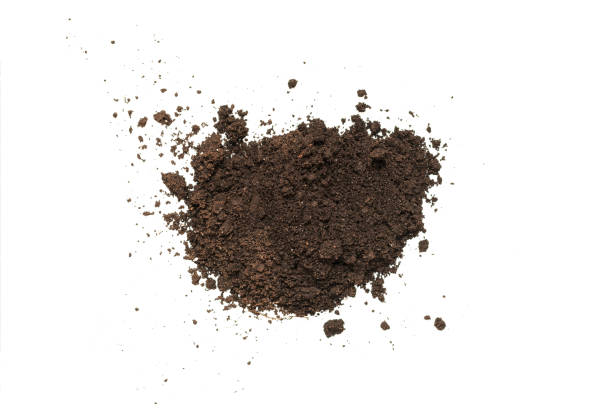 istock Black land for plant isolated on white background. 1363081158
