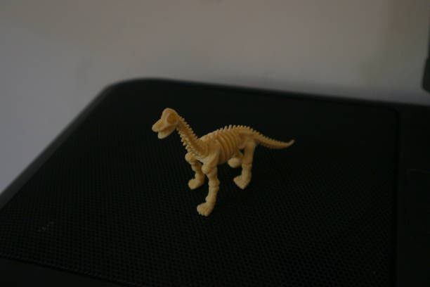istock Funny dinosaur skeleton toy on the table 1363083801