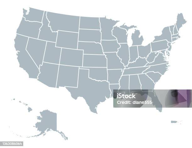Usa Map With Divided States On A Transparent Background Stock Illustration - Download Image Now