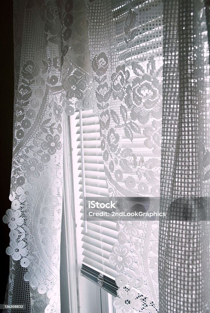 Window with Soft Light and Lace Curtains Curtain Stock Photo