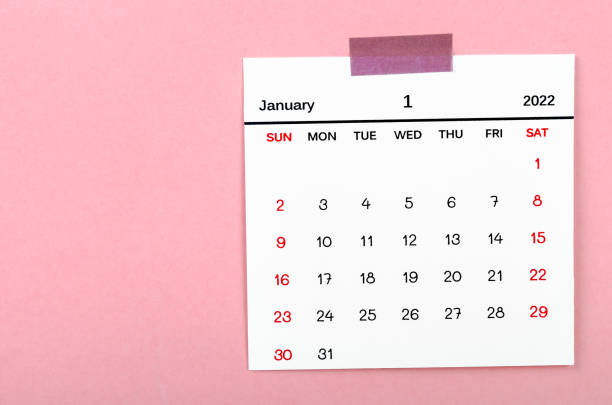 istock January 2022 calencar on pink background. 1363092331
