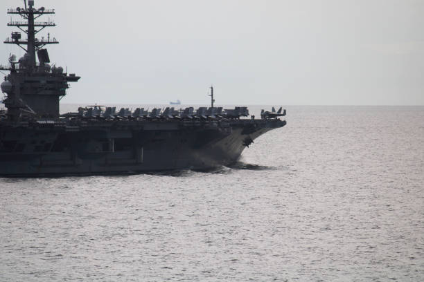 istock Military Aircraft Carrier Ship Flight 1363094283