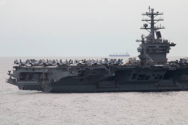istock Military Aircraft Carrier Ship Flight 1363094285