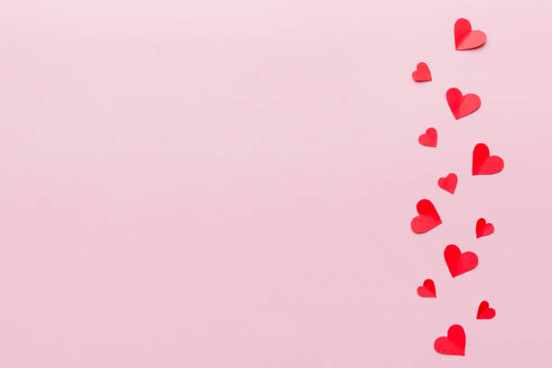 istock Valentine day background with red hearts, top view with copy space 1363096812