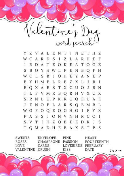 ilustrações de stock, clip art, desenhos animados e ícones de valentine's day game. word search puzzle. fun printable party activities. crossword for learning english. - i love you frase em inglês