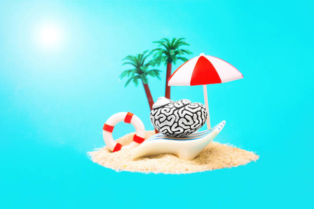 Human brain toasting on a tropical island
