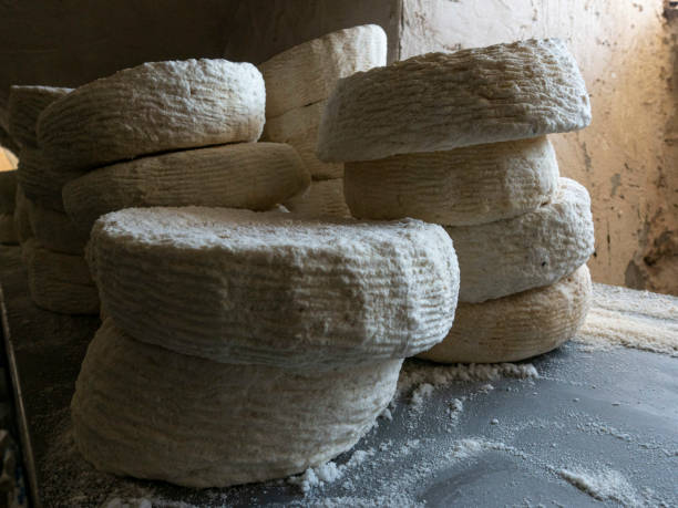 istock Gourmet artisanal cheese rounds in dramatic light 1363102461
