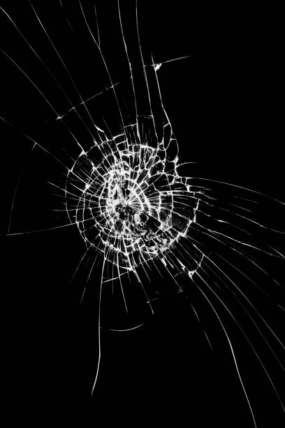 istock Cracked broken glass screen protection of smartphone or tablet. Damaged screen effect. 1363102753