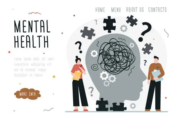 Vector illustration of Specialists helping patient with mental problems. Doctor help people with mental health. Concept of psychological healthcare, consulting with psychologist