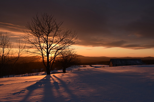 A sunrise on a cold morning, Sainte-Apolline, Quebec, Canada