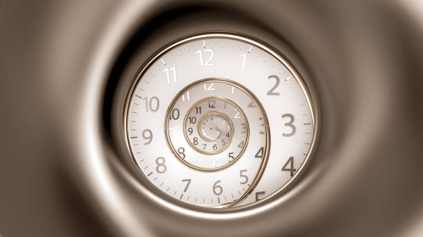 винтажный вращающийся круглый циферблат с бесконечным временем. - clock face old time number 2 stock illustrations
