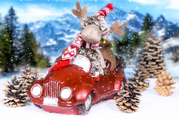 istock Mascot Christmas moose in the mountains 1363109552