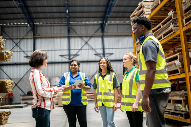 istock Team meeting in a factory 1363110892
