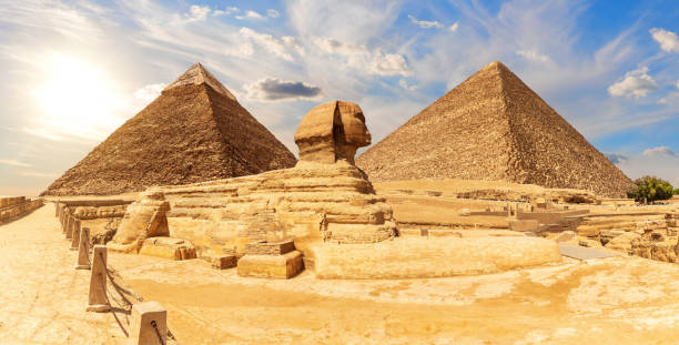 istock The Sphinx in front of Pyramids of Egypt, beautiful panoramic view 1363111075