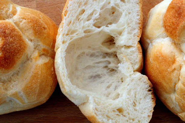 Italian bread rosetta, close up on inside crumb stock photo