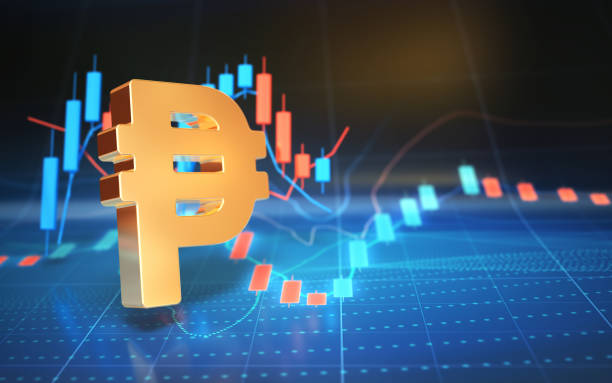 istock Peso Sign on digital graphic background 1363115502