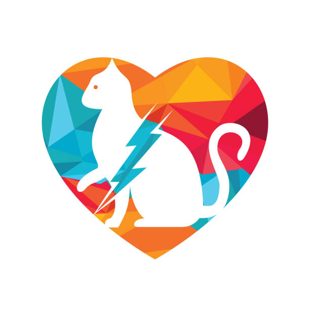 フラッシュ猫ベクトルロゴデザイン。 - veterinary medicine flash点のイラスト素材／クリップアート素材／マンガ素材／アイコン素材
