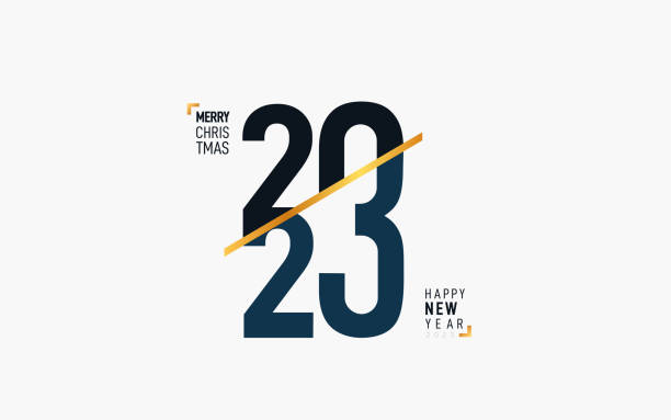stockillustraties, clipart, cartoons en iconen met logo design 2023 happy new year. new year 2023 trend text design. vector template for banner, web, social network, cover and calendar. flat sign 2023 isolated on white background - april 2023