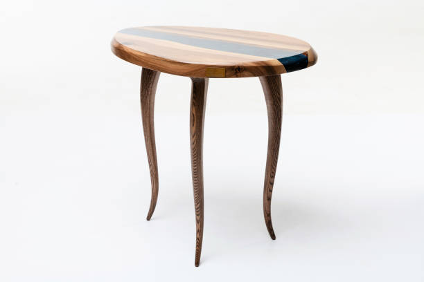 istock Table made of oak wood and epoxy on a white background. For interior 1363119876