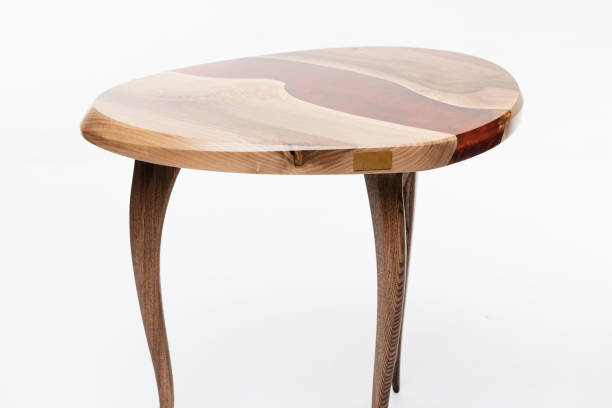 istock table for interior made of natural wood and red epoxy 1363119957