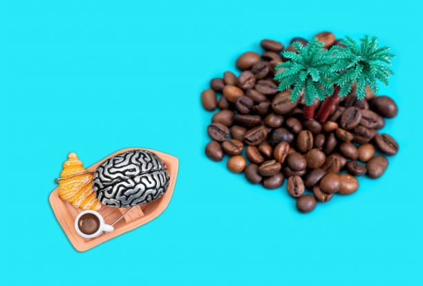 istock Human brain in a boat heading to a coffee island 1363121144