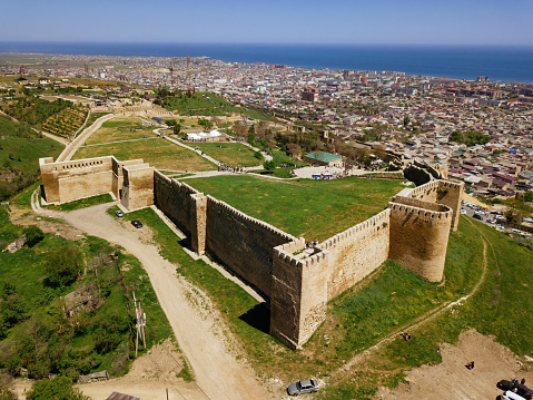 Naryn-Kala fortress in Derbent, Dagestan, Russia, aerial view.
