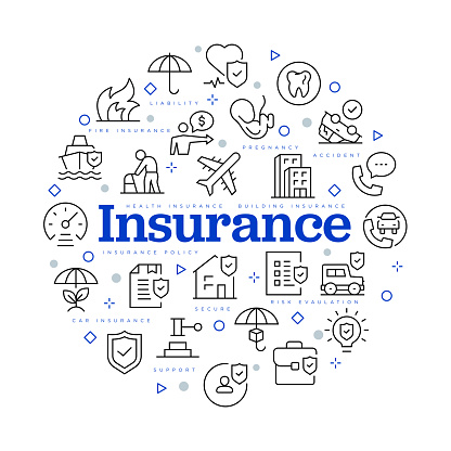Insurance concept. Vector design with icons and keywords.