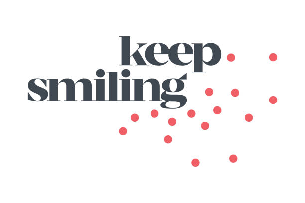 Modern, simple, minimal typographic design of a saying "Keep Smiling" in red and grey colors. Modern, simple, minimal typographic design of a saying "Keep Smiling" in red and grey colors. Cool, urban, trendy and playful graphic vector art keeping cool stock illustrations