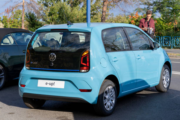2021 Volkswagen e-up electric car on the city streets stock photo