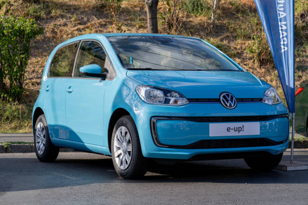 2021 Volkswagen e-up electric car on the city streets stock photo