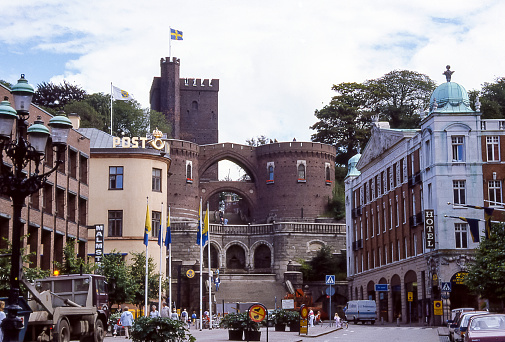 Helsingborg, Sweden - aug 8, 1987: the Karnan tower is part of an old Danish fortress on the Swedish side of the Skagerrak strait